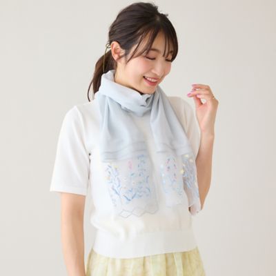 オーガンジーボタニカル刺繍ストール（51162604） | Rose