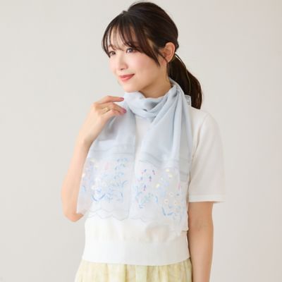 オーガンジーボタニカル刺繍ストール（51162604） | Rose