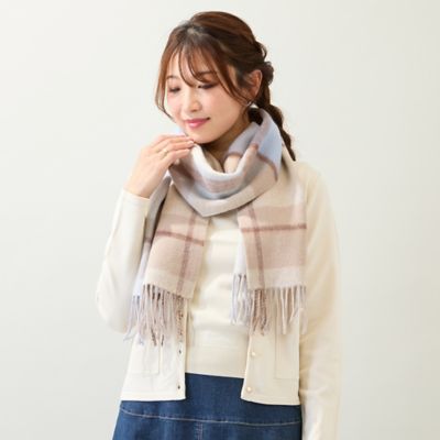 ティアラ　カシミヤチェックストール y7037_001.jpg