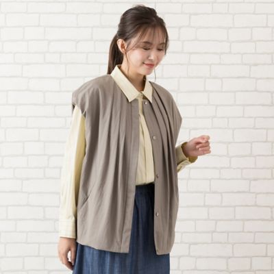 ＜PISANO＞【手洗いＯＫ・接触冷感・撥水・花粉防止】襟タック＆袖バルーンジレ（５６００２５０１）