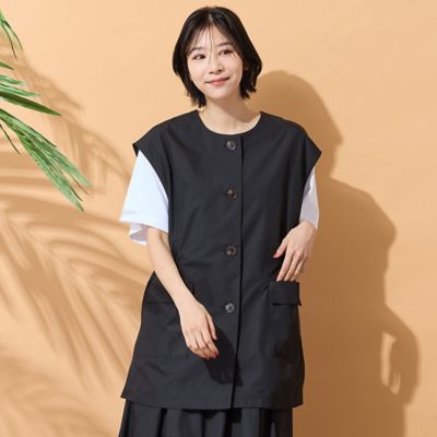 ＜PISANO＞【手洗いＯＫ・セットアップ対応】タイプライター・ラウンドネックジレ（５６００２６０３）