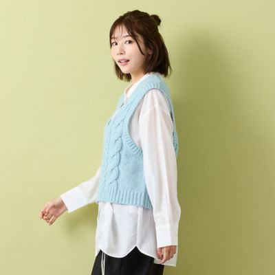 アンサンブル商品】ニットジレ＆ドロストシャツ（56005604