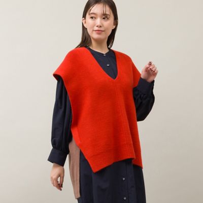 Ｖネック・ゆったりシルエットニットジレ（５６００６４０２）