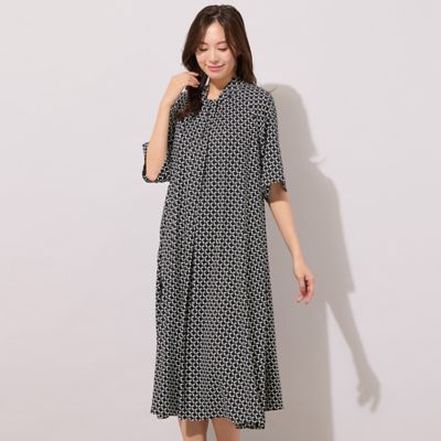 ＜PISANO＞【手洗いＯＫ】幾何柄フロントタックドレス（５６０１２６０２）