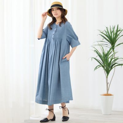 ＜PISANO＞【洗える】ピンタックデニムワンピース（５６０１３５０１）