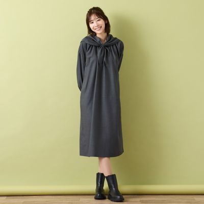 Y's ワイズ コクーンシルエット ロングワンピース ブラ 洗える