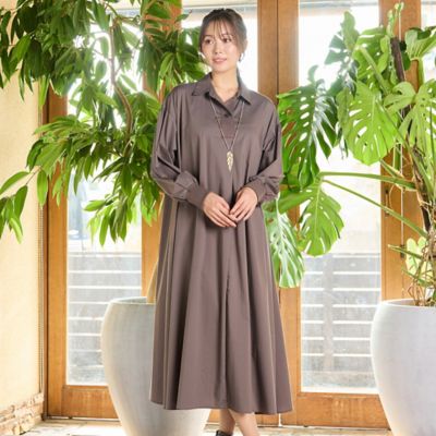 ＜PISANO＞【手洗いＯＫ】Ａライン・オープンカラーワンピース（５６０１６５０１）