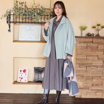 手洗いOK】Aライン・オープンカラーワンピース（56016501