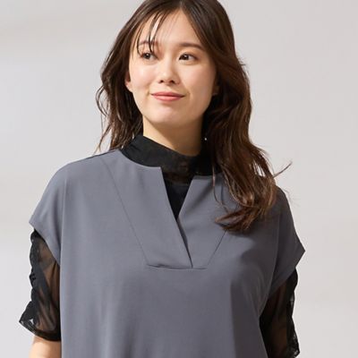 【手洗いＯＫ・セットアップ対応】ジョイクールスキッパー襟チュニック（５６０２３５０１）