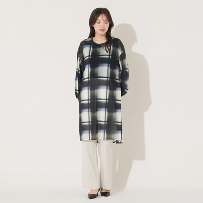 専用です　新品ピサーノAライン　黒と白のチェック柄チュニック　LL 専用です 新品ピサーノAライン 黒と白のチェック柄チュニック LL