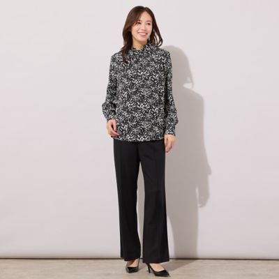 手洗いOK・吸水・速乾・接触冷感】ギャザー・ハイネックブラウス