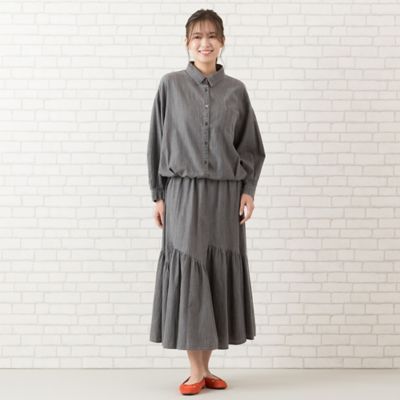 【手洗いＯＫ・綿１００％・セットアップ対応】製品洗いスラブデニムブラウス（５６０３２５０１）