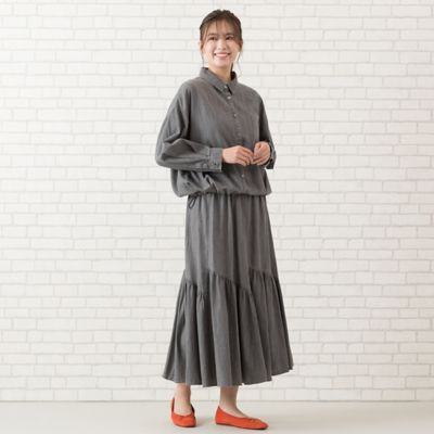 【手洗いＯＫ・綿１００％・セットアップ対応】製品洗いスラブデニムブラウス（５６０３２５０１）