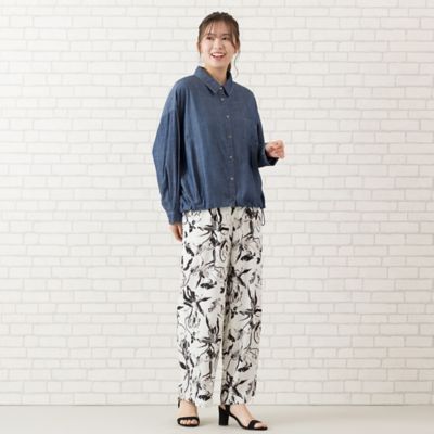 【手洗いＯＫ・綿１００％・セットアップ対応】製品洗いスラブデニムブラウス（５６０３２５０１）