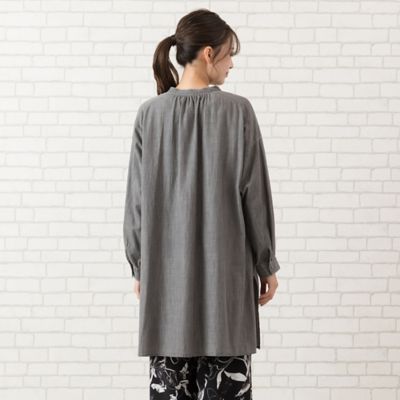 PISANO / ピサーノ 【手洗いOK・綿100％】製品洗いスラブデニムチュニックブラウス 手洗いOK・綿100％】製品洗いスラブデニムチュニックブラウス