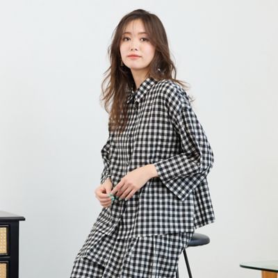 PISANO/ピサーノ 【セットアップ対応】シズルチェックブラウス（５６０３２５１１）