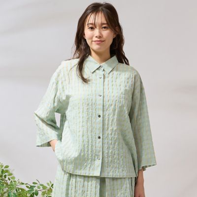【セットアップ対応】シズルチェックブラウス（５６０３２５１１）