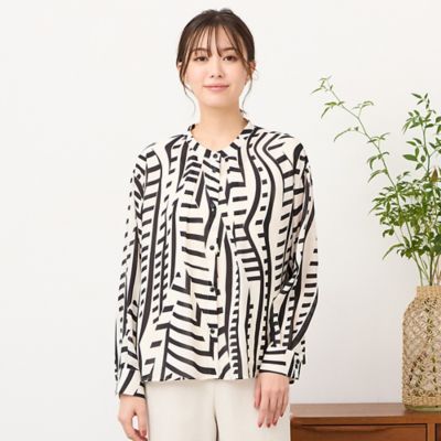 ＜PISANO＞【手洗いＯＫ】幾何プリント・３Ｗａｙブルゾンブラウス（５６０３２６０７）