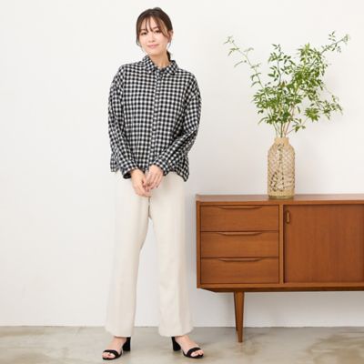 手洗いOK】シズルチェック・バルーンヘムブラウス（56032608