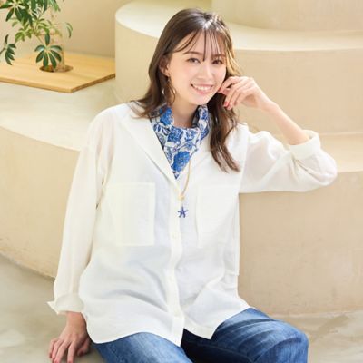 ＜PISANO＞【手洗いＯＫ】２Ｗａｙヘム・ナチュラルワッシャーブラウス（５６０３２６１０）