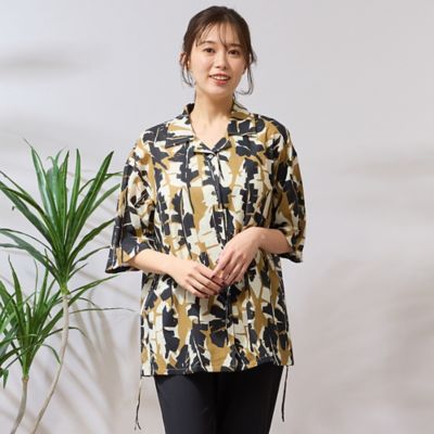 ＜PISANO＞【手洗いＯＫ・綿１００％】幾何柄オープンカラーシャツ（５６０３３５０９）