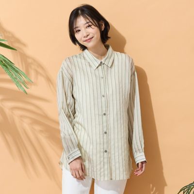 日本製 SASSAFRAS 千鳥格子　マルチポケット　プルオーバーシャツ 手洗いOK】マルチストライプ柄シャツ（56033608） | PISANO