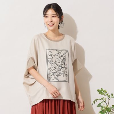 手洗いOK・接触冷感】フラワープリントコクーンブラウス