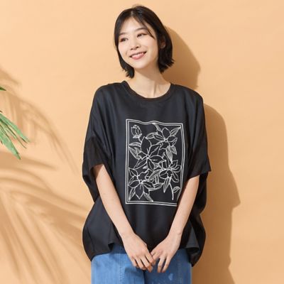 あつこ【美品】ルネ☆マーガレットフラワープリントブラウス34 手洗いOK・接触冷感】フラワープリントコクーンブラウス