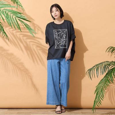手洗いOK・接触冷感】フラワープリントコクーンブラウス