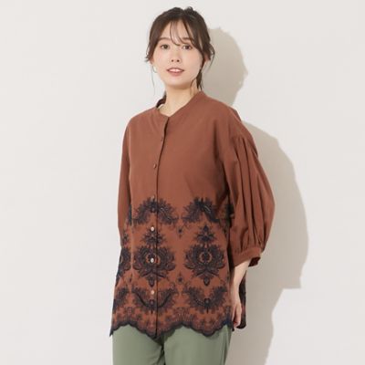 【手洗いＯＫ】刺繍加工スカラップヘムブラウス（５６０３４５０１）