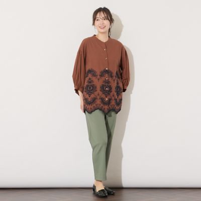 【手洗いＯＫ】刺繍加工スカラップヘムブラウス（５６０３４５０１）