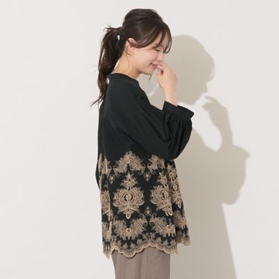 【手洗いＯＫ】刺繍加工スカラップヘムブラウス（５６０３４５０１）
