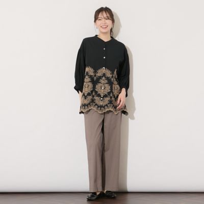 【手洗いＯＫ】刺繍加工スカラップヘムブラウス（５６０３４５０１）