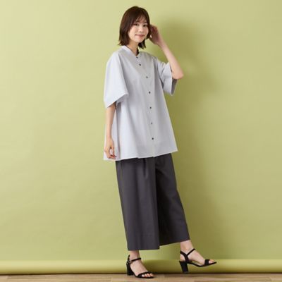 手洗いOK・接触冷感】J－CAMICIEバンドカラーシャツブラウス
