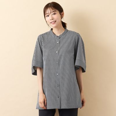 手洗いOK・接触冷感】J－CAMICIEバンドカラーシャツブラウス