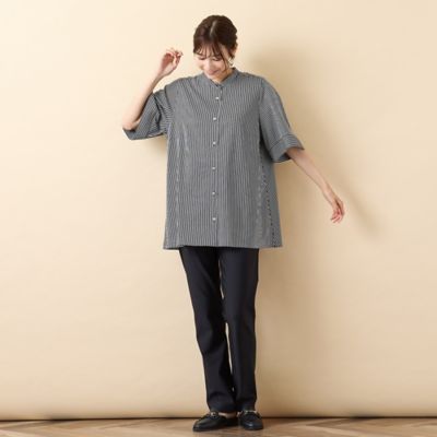 手洗いOK・接触冷感】J－CAMICIEバンドカラーシャツブラウス