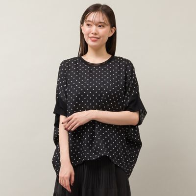 幾何／ドットプリント・ポンチョ風シルエットブラウス（５６０３５４０２）