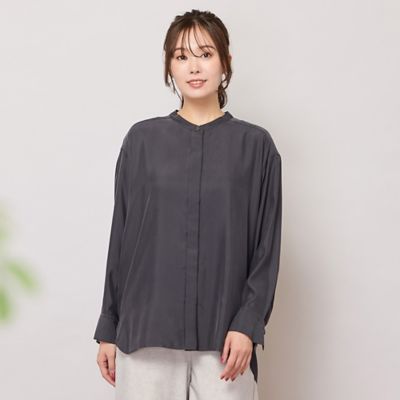 ＜PISANO＞【手洗いＯＫ・接触冷感】キュプラツイルスタンドカラーブラウス（５６０３５５０９）