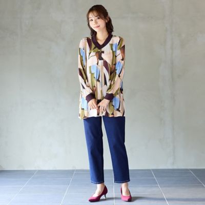 Vネックインパクトプリントブラウス（56035611） | PISANO