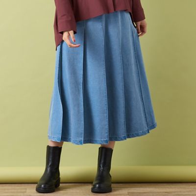 手洗いOK・セットアップ対応】製品洗い加工・デニム風片ヒダプリーツ