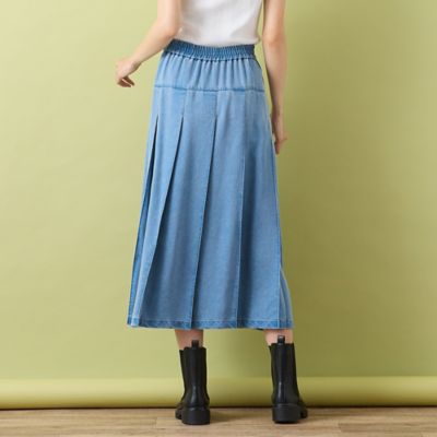 手洗いOK・セットアップ対応】製品洗い加工・デニム風片ヒダプリーツ