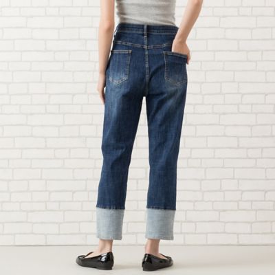 手洗いOK・INDIMARK】裾切り替えデニムパンツ