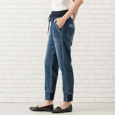 手洗いOK・INDIMARK】デニム・裾リブ・ジョガーパンツ