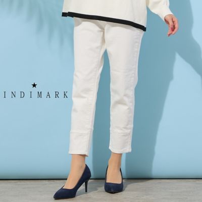 ＜PISANO＞【手洗いＯＫ・ＩＮＤＩＭＡＲＫコラボ】デニムストレート・裾切り替えパンツ（５６０５１６０２）