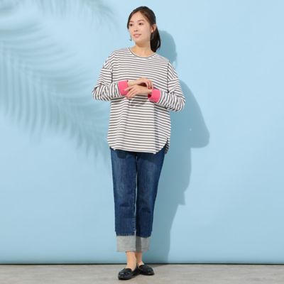 手洗いOK・INDIMARKコラボ】デニムストレート・裾切り替え