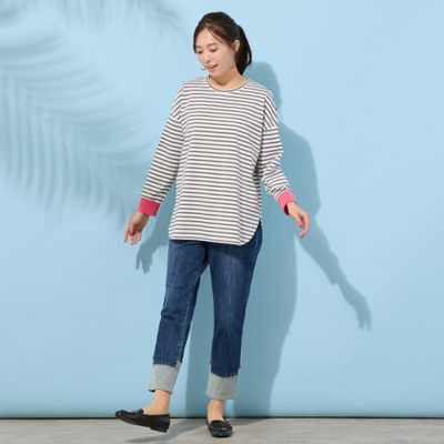 手洗いOK・INDIMARKコラボ】デニムストレート・裾切り替え