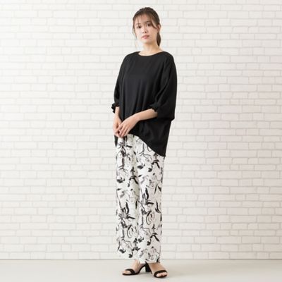 【手洗いＯＫ・セットアップ対応】フラワープリントワイドパンツ（５６０５２５０２）