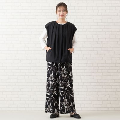 【手洗いＯＫ・セットアップ対応】フラワープリントワイドパンツ（５６０５２５０２）