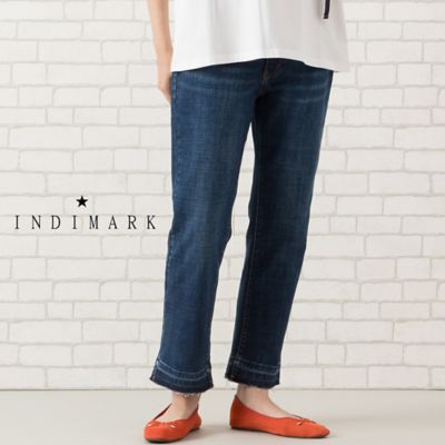 【手洗いＯＫ・ＩＮＤＩＭＡＲＫ】洗い加工裾裁ち切りデニムパンツ（５６０５２５０６）