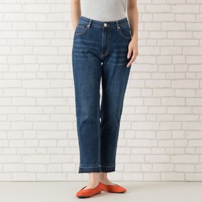 【手洗いＯＫ・ＩＮＤＩＭＡＲＫ】洗い加工裾裁ち切りデニムパンツ（５６０５２５０６）